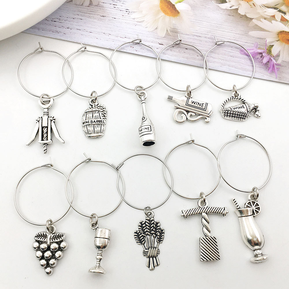 Pendientes de nueve palabras pendientes de clip de oreja simple pendientes traje de vino tinto hecho a mano creativo DIY pendientes redondos paquete de material