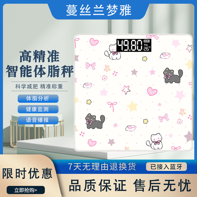 Cross-Border Wholesale Foreign Trade Smart Body Fat Scale Rechargeable Electronic Weighing Scale Home Dormitory Cartoon Human Body Weighing
