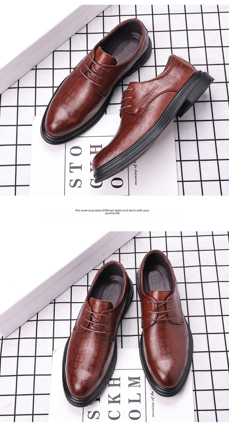 Leather Shoes Men's Business Dress Casual Trendy Shoes Spring British Groom Korean Cross-border Soft-soled Wedding Shoes Breathable_vogvips.com