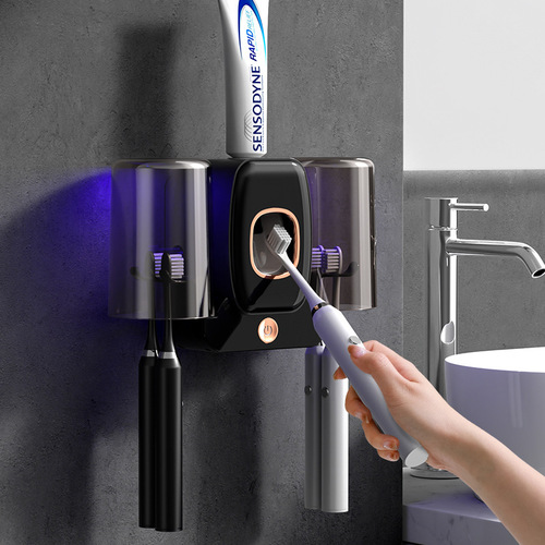 Toothbrush cup holder wall-mounted couple toothbrush holder UV sterilizer smart electric tooth cup toothpaste storage rack