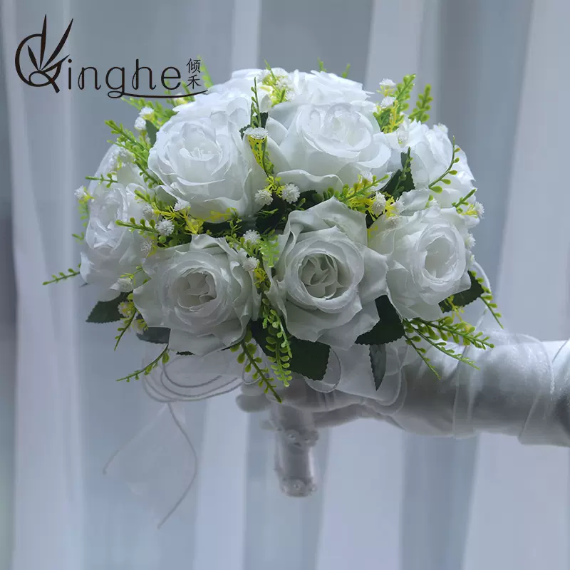 新娘结婚订婚领证手捧花手工编织针织玫瑰花束成品送闺蜜中式婚礼