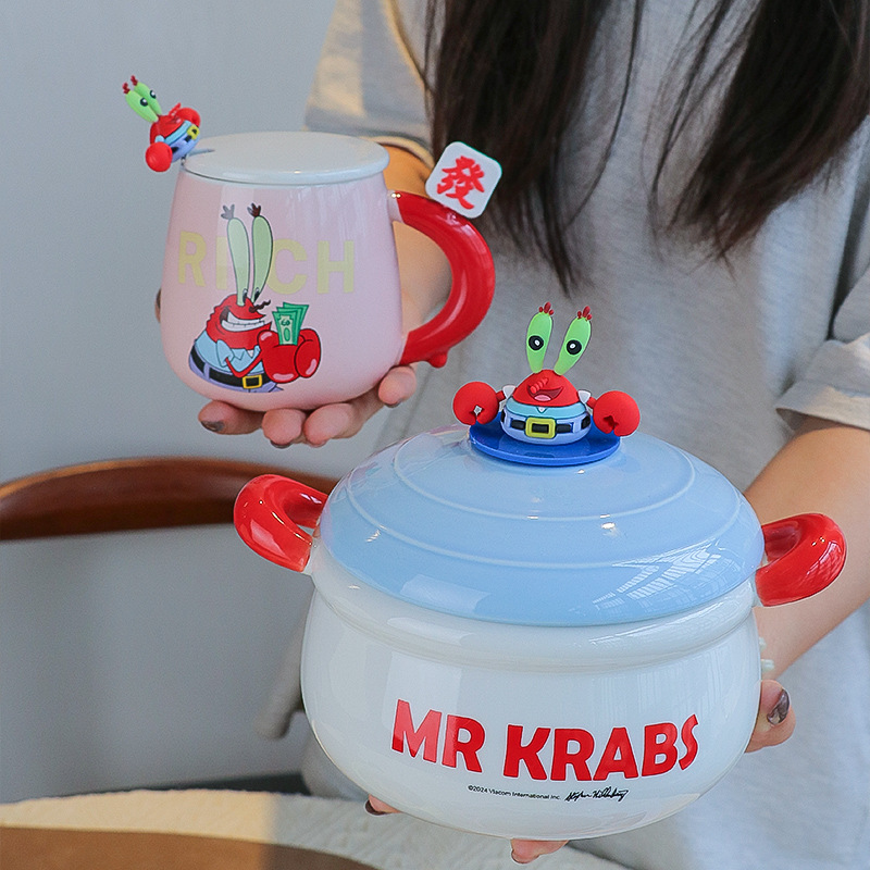 Genuine Authorized Spongebob Noodle Bowl Cartoon Cute Tableware Student Dormitory Noodle Bowl Large Capacity Soup Bowl