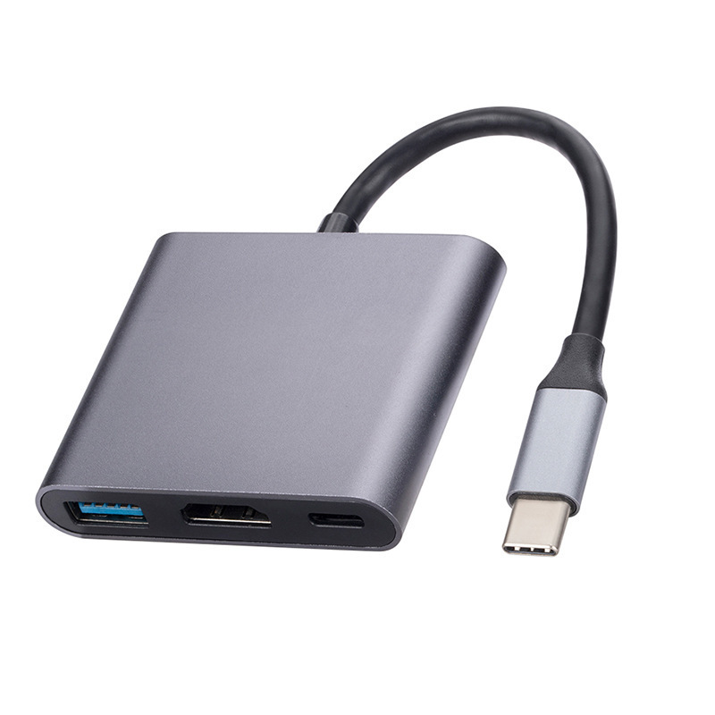 type-c to HDMI HD 4K One-to-Three Docking Station Three-in-One Adapter 1 to 3 Transfer U Disk for Charging