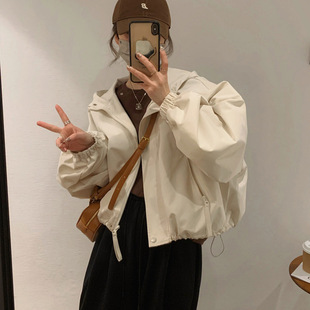 Hot 2025 Hooded Jacket Spring New Casual Coat Short Small Loose Short Coat Women