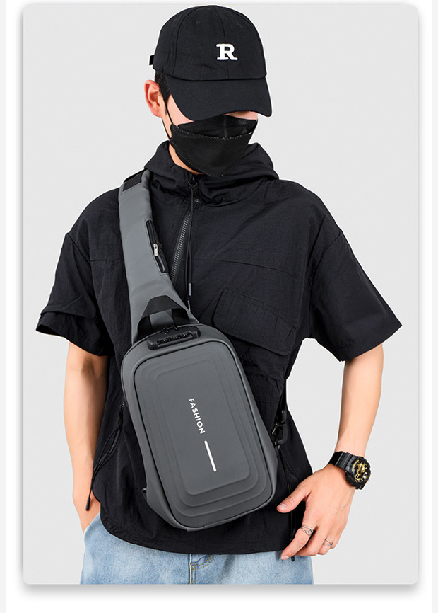 2024 Spring Sports chest backpacks, cross-border wholesale USB charging port bags, men's crossbody bags, fashionable single-shoulder bags Item Picture