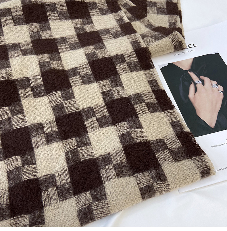 Kariert Schal Mit Fransen Für Damen Für Herbst Und Winter_voghion.com