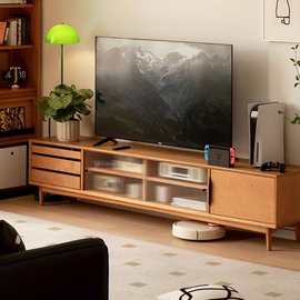 北欧实木电视柜 家用小户型带抽屉收纳边柜客厅简约储物视听柜