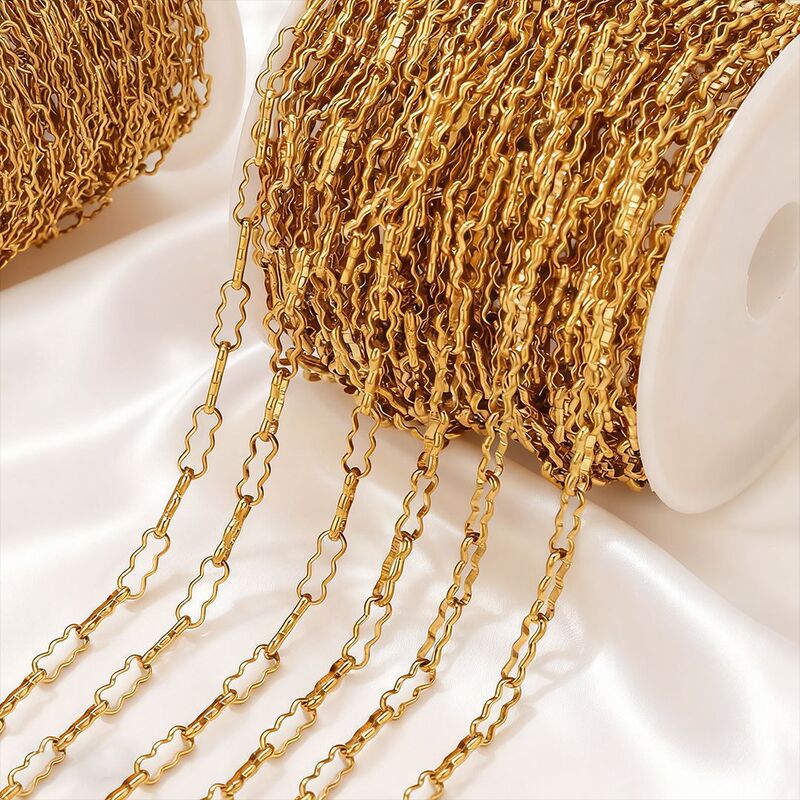 Stainless Steel Chain Asymmetrical Wave Shape Peanut Chain Ring Titanium Steel DIY Bracelet Necklace Jewelry Accessories Wholesale