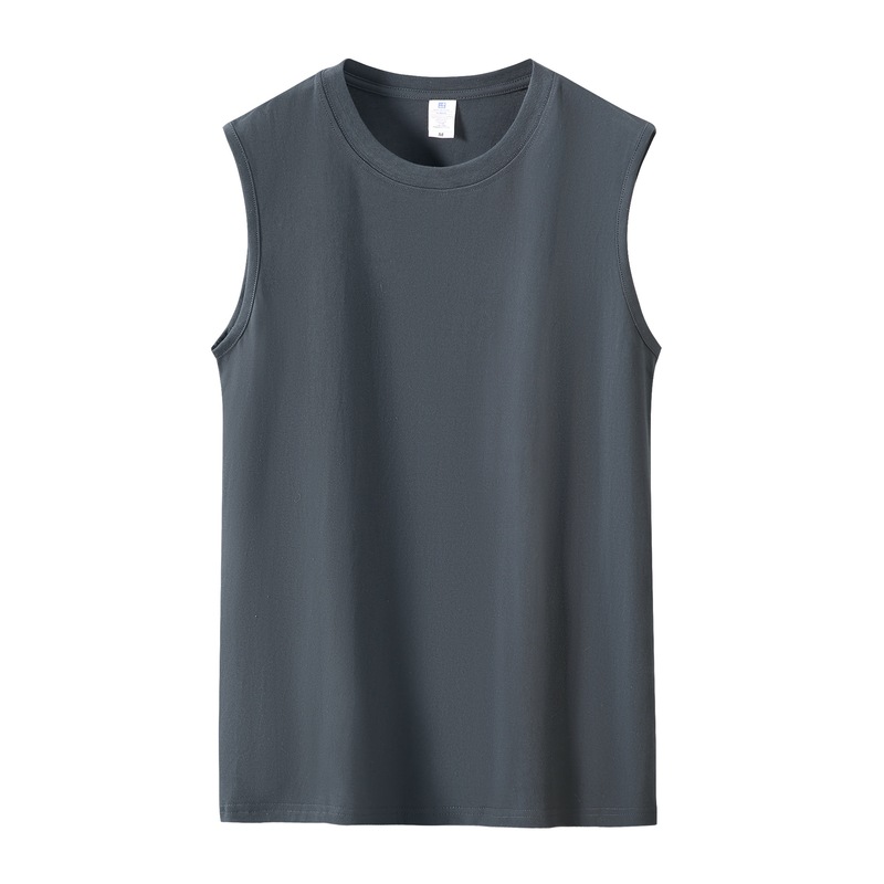 ノースリーブチョッキ男性夏潮牌高街純綿フィットネス運動カンタン服底白半袖tシャツ|undefined