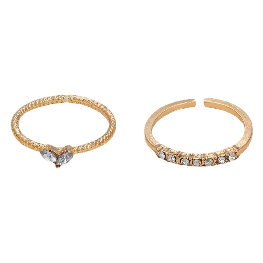 Transfronterizo caliente-venta anillo en forma de corazón anillo de lujo ligero estilo ins abierto corazón melocotón con incrustaciones de diamantes de imitación anillo conjunto al por mayor image 1