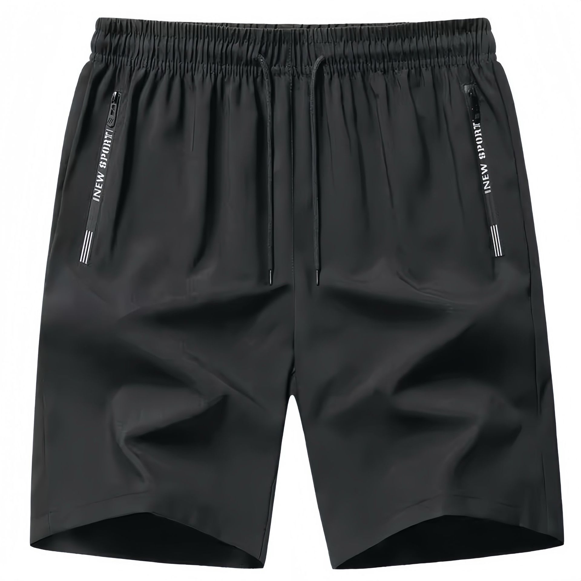 Summer Spandex Ice Silk Pants Pocket Zipper Cool Sports Casual Shorts Men's Quick-drying plus size Trendy Pants