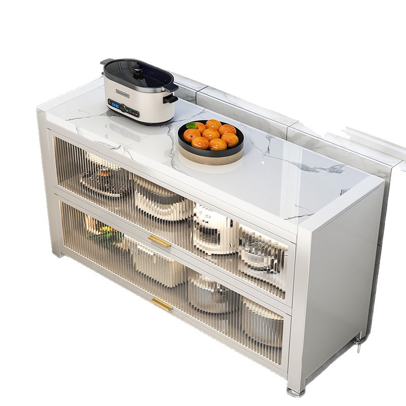 Estante de cocina piso multicapa horno de microondas armario de comedor multifuncional integrado contra la pared armario de almacenamiento de tabla de roca armario de almacenamiento
