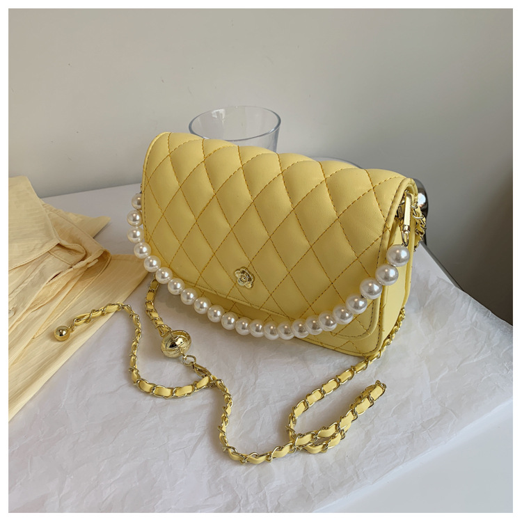 Fashion Pearl Chain Rhombus Embroidery Thread Messenger Small Square Bag Wholesale display picture 41