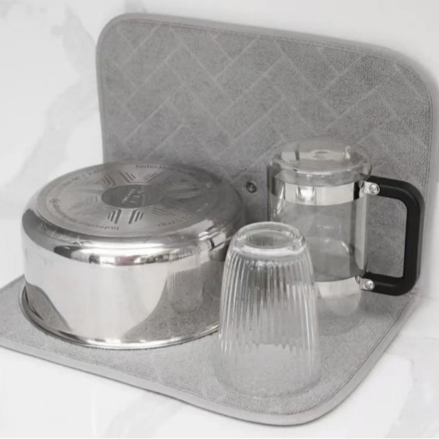 Nuevo tipo de cojín de absorción de microfibra, cojín de drenaje plegable, estante de almacenamiento de platos de cocina, estante de almacenamiento de platos de mesa
