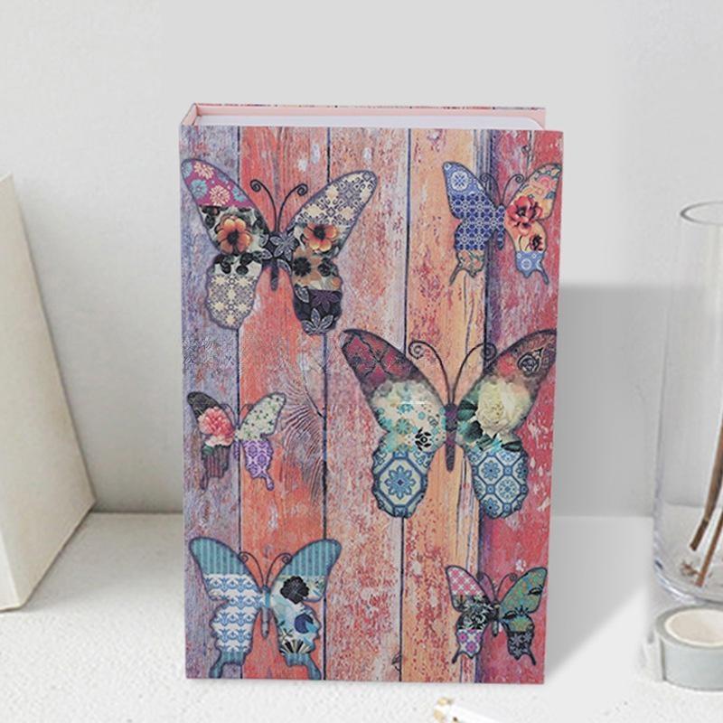 便携式创意礼品中号密码箱生日礼物翻盖带锁铁盒仿真书本藏储蓄罐