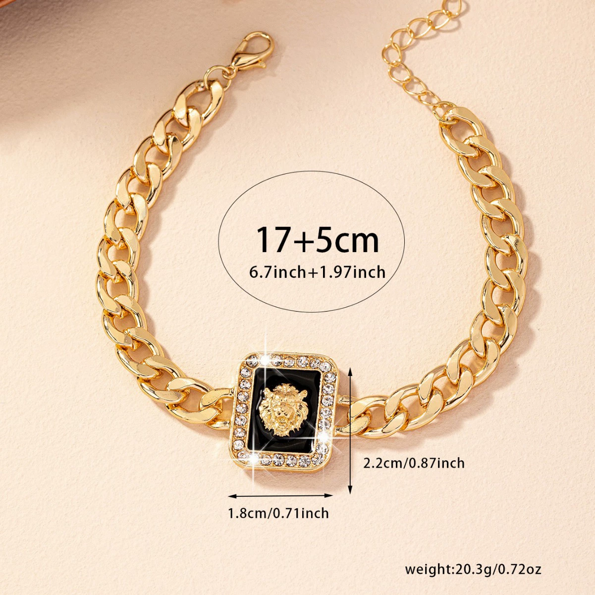 Золотая голова льва геометрический неправильный высококачественный универсальный дневной современный стиль браслета