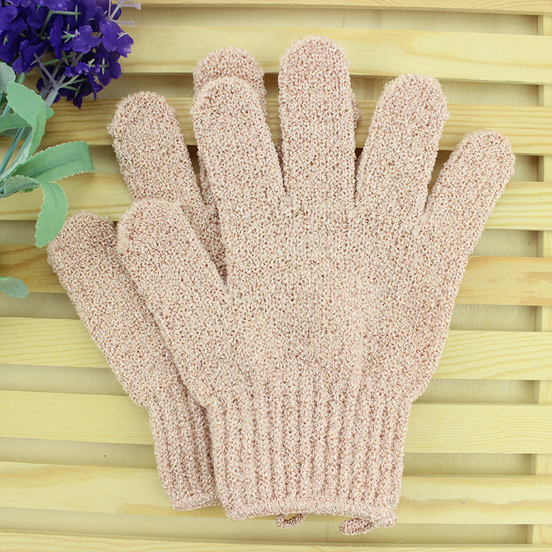 Perezoso cinco dedos guantes de baño espalda frotar Toalla de baño gris exfoliante Exfoliante Piel muerta de doble cara disponible 2 pack
