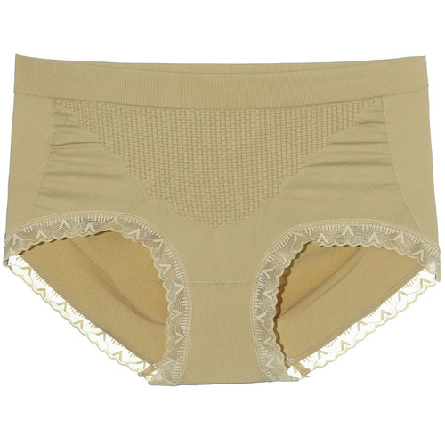 Meizhai Panties Women's Seamless Large Size Mid-High Waist Lace Edge Honeycomb Japanese Style Girls' Briefs Girls