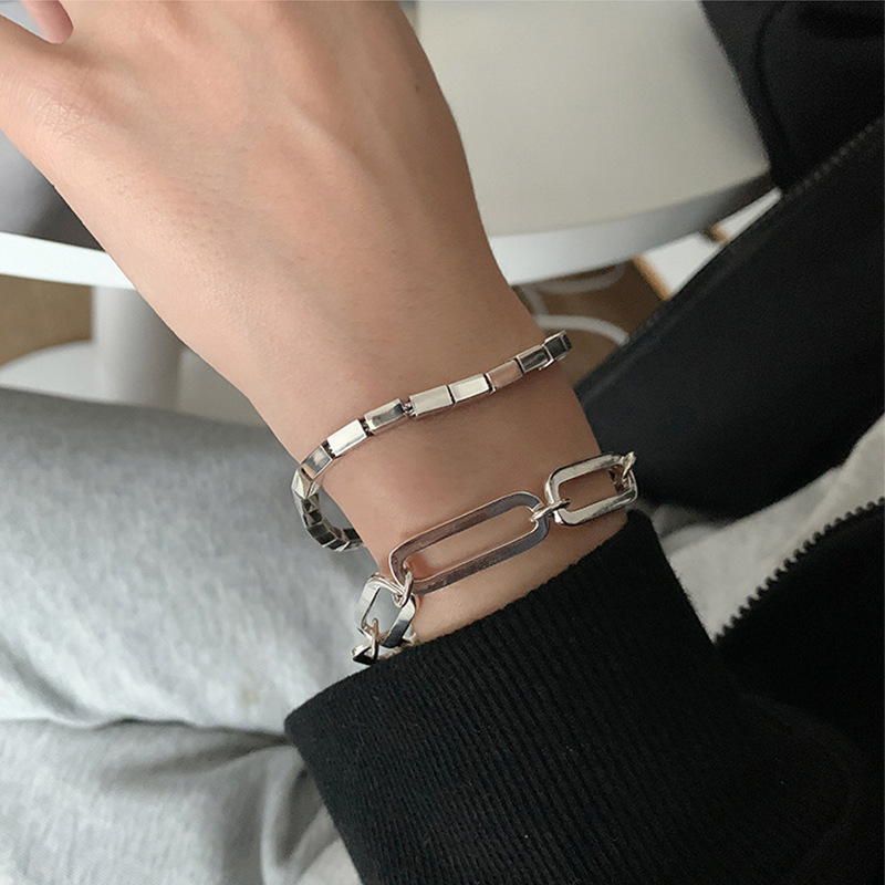 Korean Style Fashionable Heart Square Leaf Star Bracelet Personalized Geometric Cross Chain Smiley Face Hand Ornaments Forest Style Hand Ornaments for Women