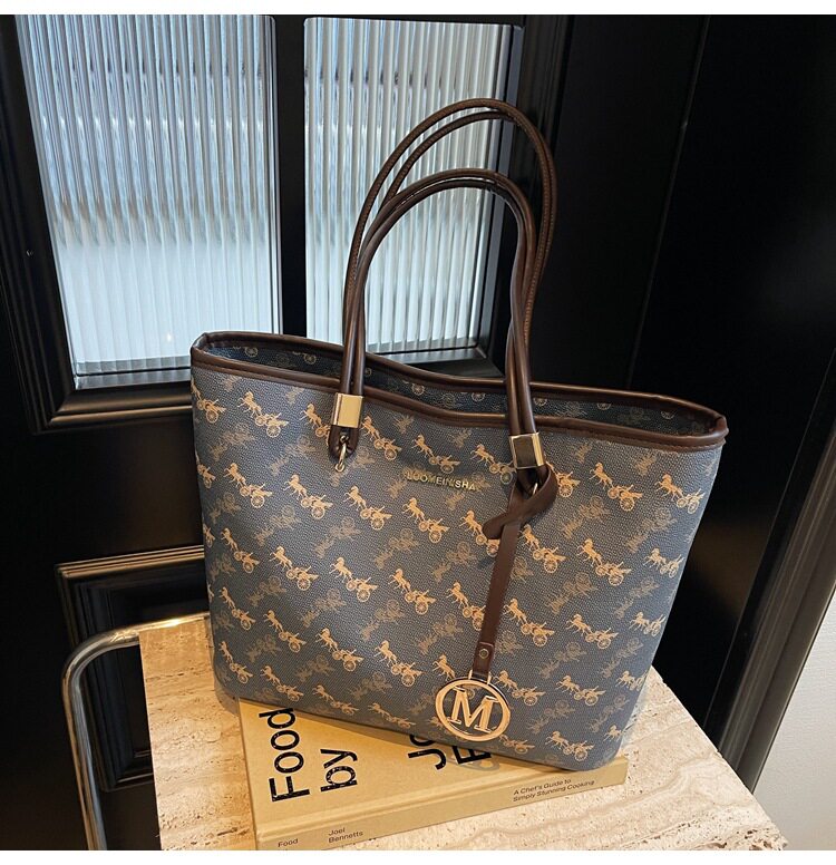 Túi tote nữ cỡ lớn đeo vai đa năng phong cách thanh lịch — Màu hồng, Màu trắng be, Màu xanh lam nhạt, Màu xanh đậm chi tiết 17