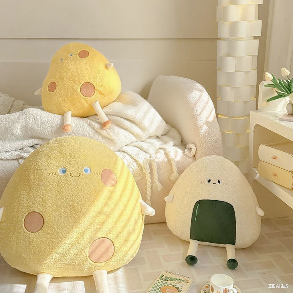 Ins Girly Heart Cartoon Rice Ball Pillow Sofa Living Room Cute Decorative Pillow Bay Window Cream Style Cushion Cushion