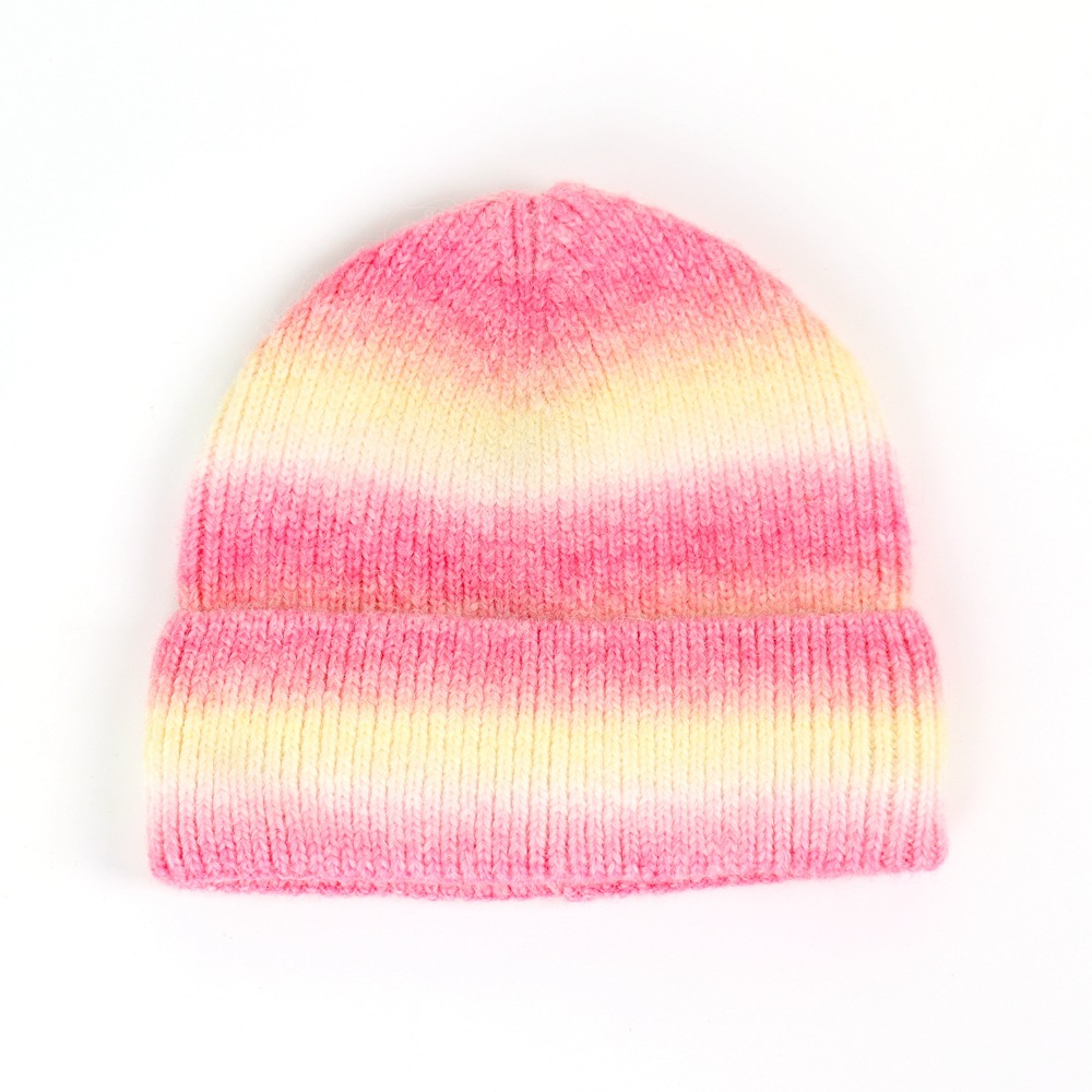 Gorro De Punto Con Estampado Tie-dye Otoño E Invierno Nuevo Gorro De Lana Con Degradado De Arcoíris Femenino display picture 3