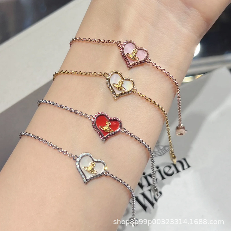 Empress Pearl Mother-Of-Pearl Saturn Heart Bracelet for Women Fresh and Sweet Style Heart Shell Jewelry