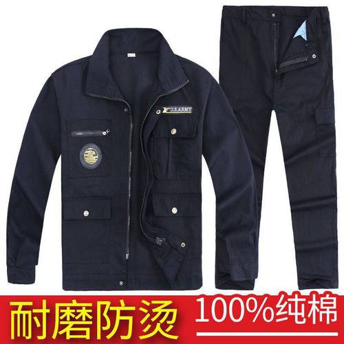 Workwear Set for Men - Spring/Autumn Model, Thick and Durable, Heat-Resistant Thread, Protective Clothing for Welders, Construction, and Automotive Repair