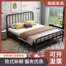 现代简约双人铁床加粗加厚家用铁艺床成人儿童单人钢架床铁架子床