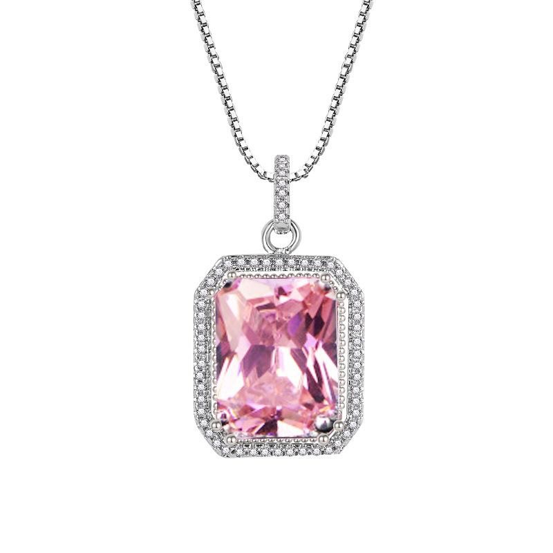 Collier T34 rectangulaire en diamant rose [avec chaîne vénitienne]