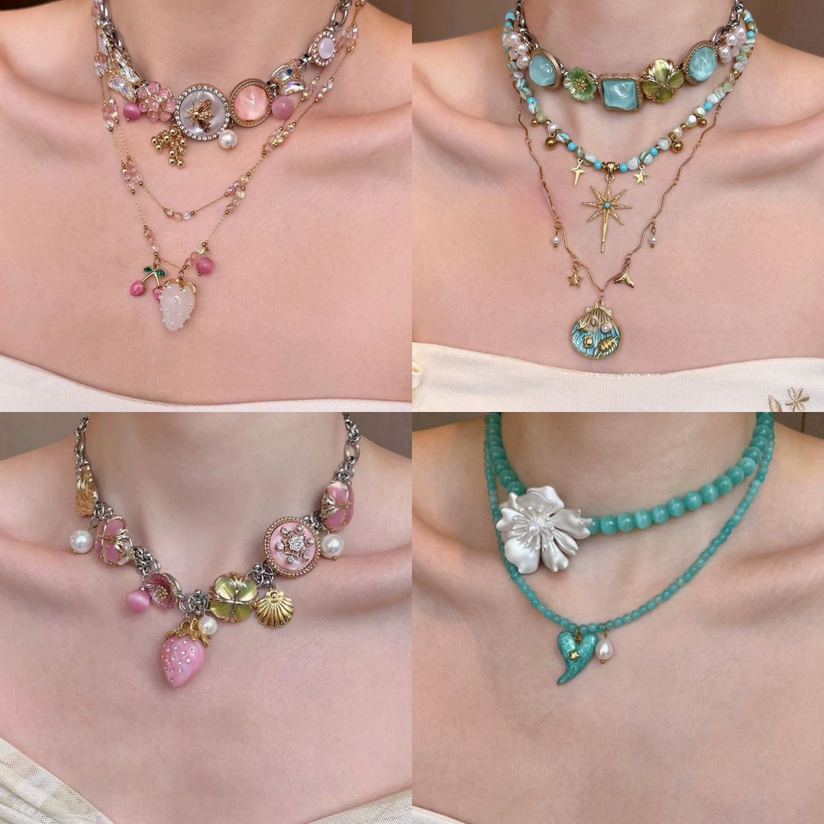 Retro fashionable sophisticated small design necklace from pearl, creative chain for key bag , flowered, trend of season, high-quality style