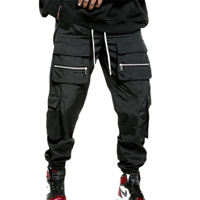 四季休闲裤男美式潮牌宽松大码多口袋工装裤抽绳高腰直筒运动长裤|ru