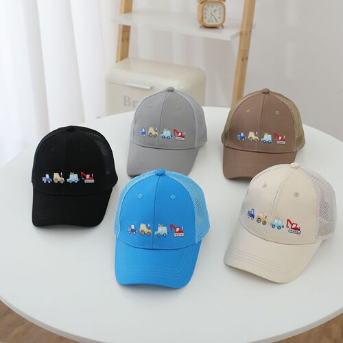 Cartoon car children's hats for boys and girls, new fuzzy fabric baseball cap, spring and autumn sunshade hat, cross-border duckbill hat, trendy