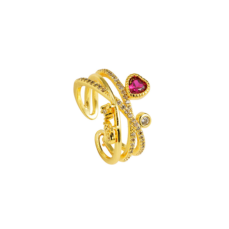 Anillo de amor de oro de lujo ligero vietnamita de aleación de cobre abierto nicho femenino temperamento de lujo ligero Yiwu accesorios