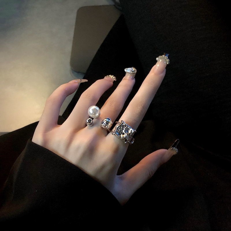 戒指不掉色小眾設計ins開口女高級感復古冷淡珍珠貝殼百搭不規則