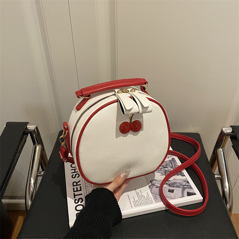 Cherry Colour Contrast Crossbody Phone Bag For Women_voghion.com
