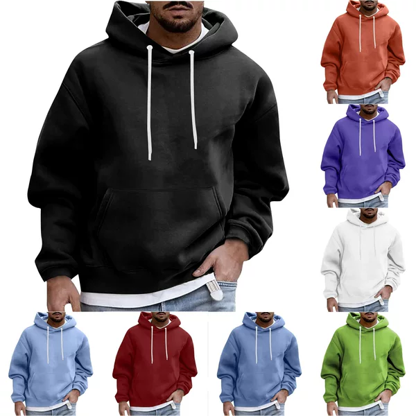 2024 Amazon New Men's Hoodie Foreign Trade Cross-border Loose Casual Fleece Pocket Men's Hoodie