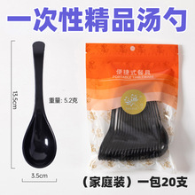 一次性汤勺子便携式塑料透明家用水晶勺家庭装加厚甜品商用勺批发