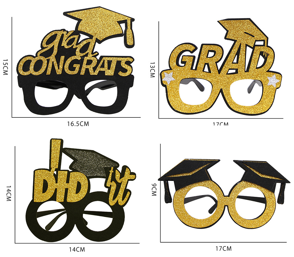 Letter Plastic Nonwoven Glasses Graduation Party Decorations display picture 2