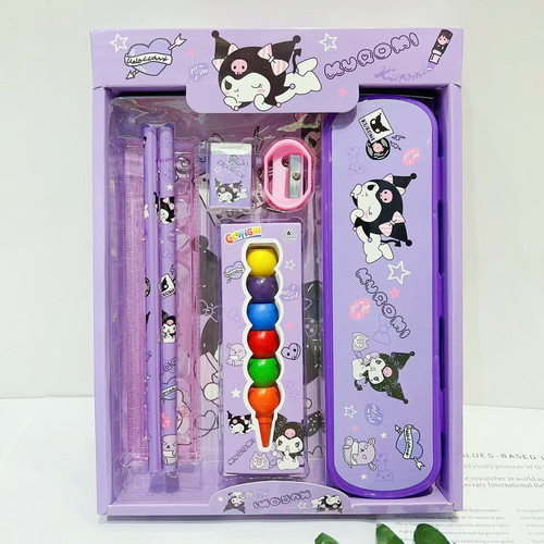 Sanrio pen bag, ruler, pencil, stationery set, Kuromi elementary school supplies, file bag, Children's Day gift