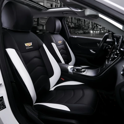 Cadillac Xt5 Seat Cushion Ct5/Xt4/Gt4/Xt6/Ct6 All-Season All-Inclusive Seat Cover for Xtsatslsrx (Modelə uyğun (Original) oturacaq örtükləri) - fashionable-black-and-white-standard-versionwithout-headrest-and-waistrest-five-seats-nappa-leather-full-surround-in-front-and-rear-rows