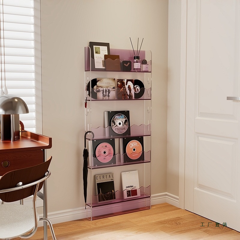 Acrylic Door Rear Storage Bookshelf Storage Cabinet Living Room Wall-To-Ceiling Picture Book Rack Multi-Layer Ultra-Thin Gap 10cm
