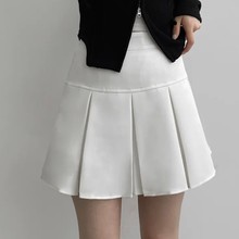 现货 韩国显瘦高腰百褶裙复古学院风减龄防走光字裙