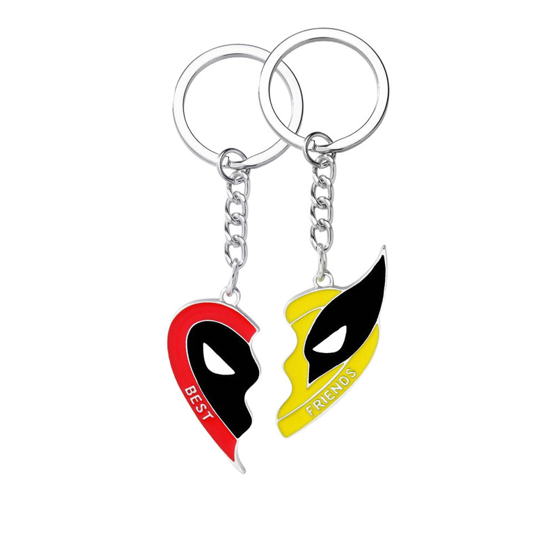 Deadpool and Wolverine Necklace Cross-border Marvel Movie Peripheral Stitching Heart-shaped Keychain Commemorative Gift