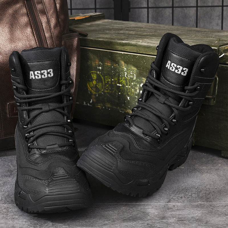 Otoño 2023 transfronterizo más tamaño de los hombres nuevos zapatos de senderismo de alta superior sin encaje transpirable antideslizante resistente al desgaste entrega de una sola pieza