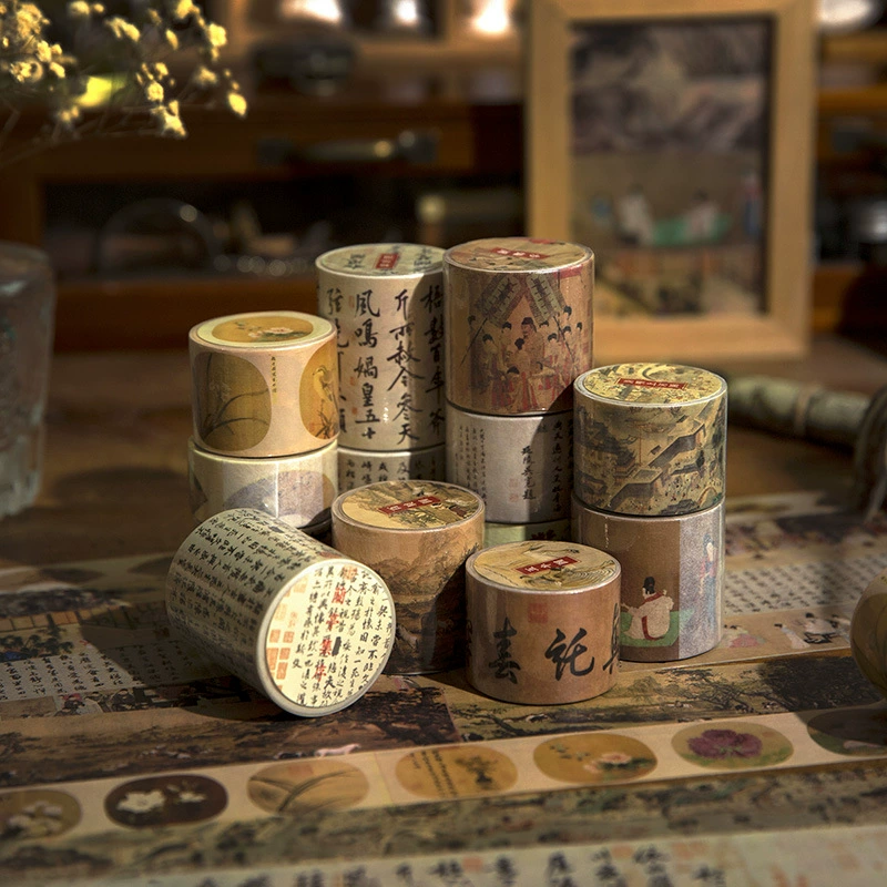 Знаменитая Серия китайской живописи Янь Цзи и бумажная лента ретро искусство ручной счет украшения сообщения материал наклейки 3 метра 26