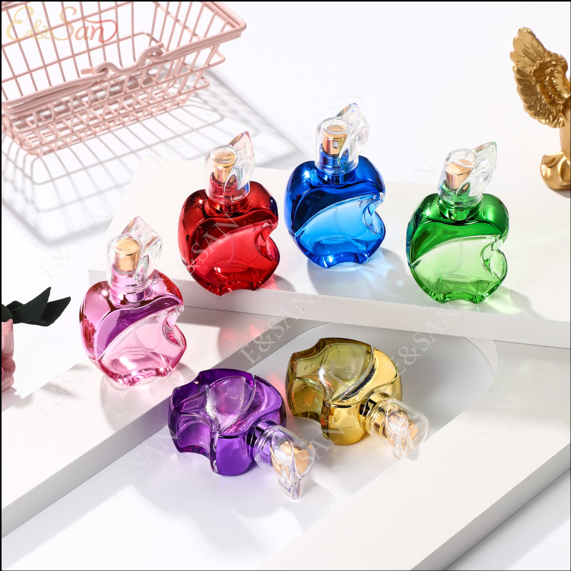 批发PT087-15ML彩色苹果形香水玻璃喷雾瓶 化妆品分装空瓶