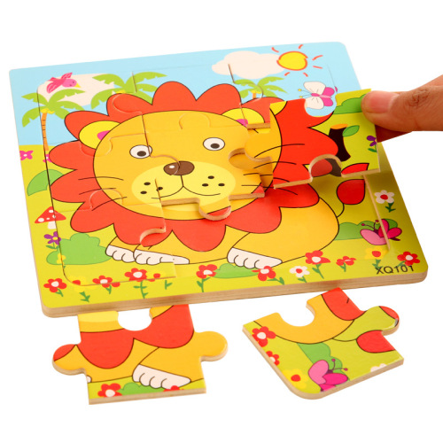 Wooden 9-piece flat puzzle children's educational toy baby early education enlightenment 9-square grid puzzle manufacturer toddler men and women