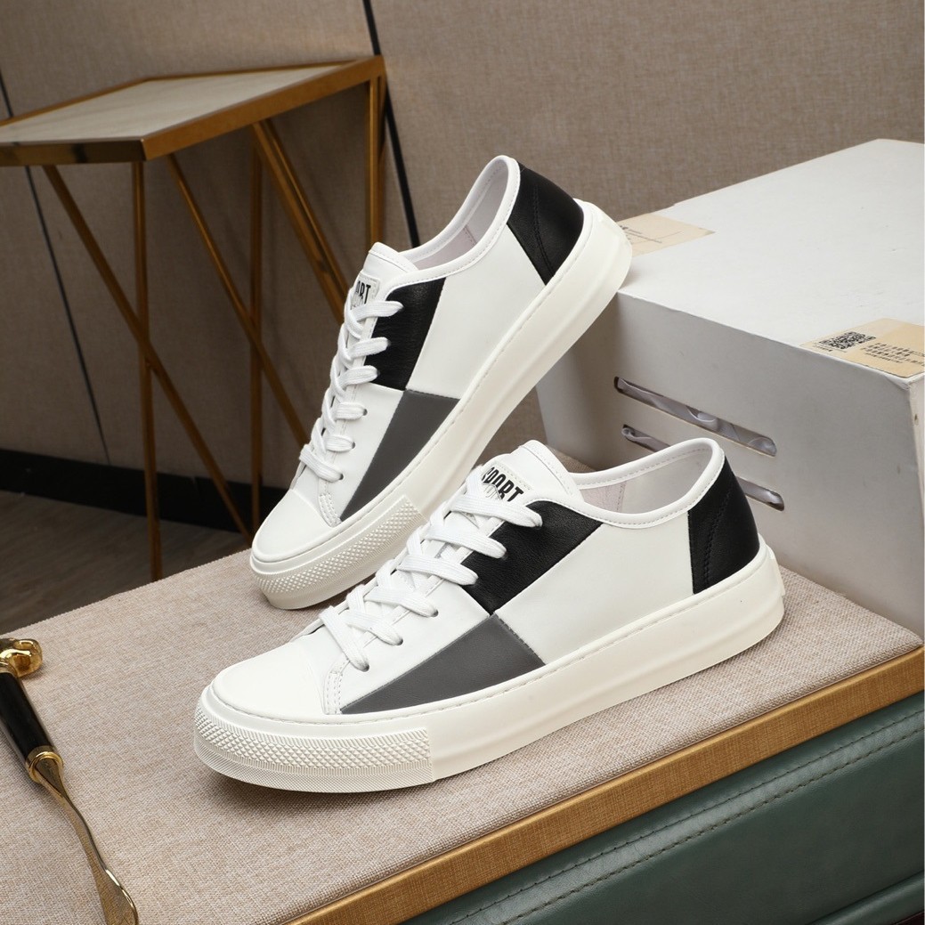 Sneakers uomo di lusso in vera pelle bianca scarpe casual_voghion.com