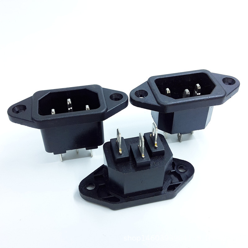 供应AC04电源座 AC05电脑电源座 电源母插座 品字焊线三芯电源座